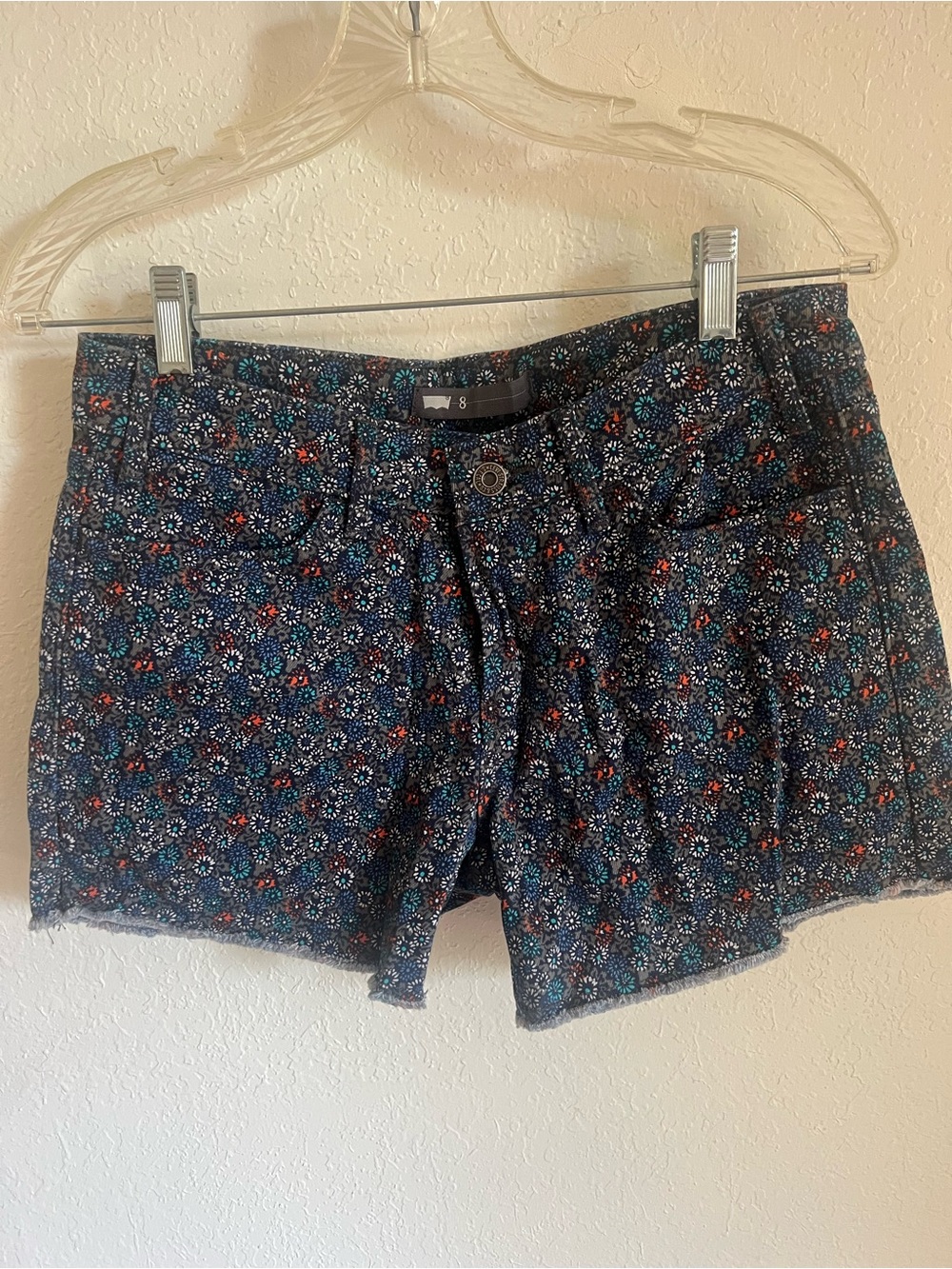 Levi's Navy Floral Print Denim Shorties